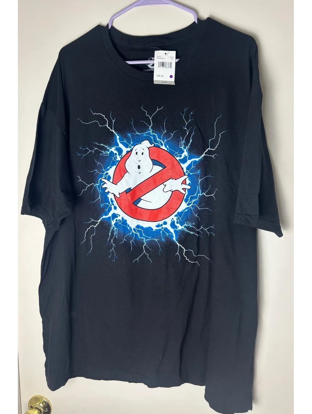 Ghostbusters Logo Graphic T-Shirt 2XL Black Lightning Movie Tee NWT